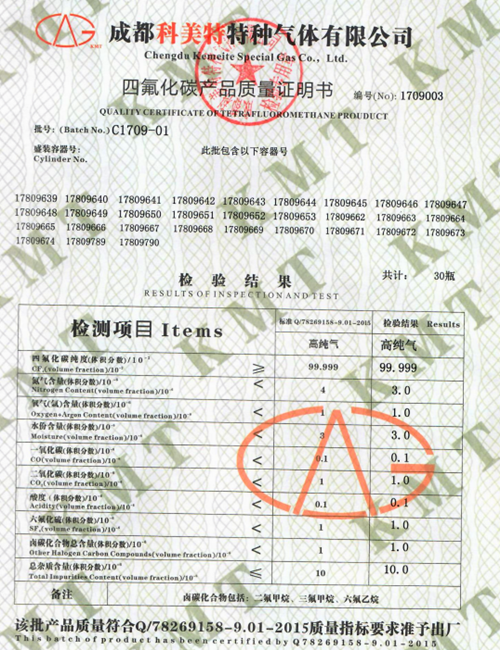 四氟化碳檢測(cè)報(bào)告